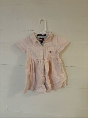 Tommy Hilfiger Toddler Pink Stripe Dress 6/12M Cotton Preppy